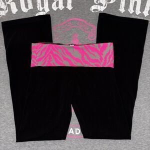 Victoria’s Secret Pink & Gray Zebra Tiger Stripe Foldover Flare Leggings Small